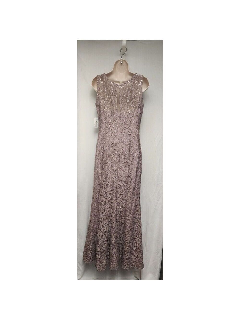Davids Bridal IGNITE Evenings Sleeveless Sequin Lace Sheath Gown Dress Capelet 8 - Picture 7 of 11